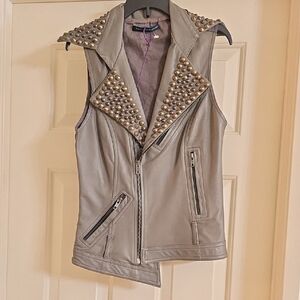 Leather Gray Sleeveless Vest
